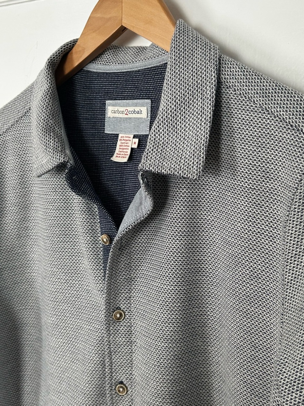 Carbon2Cobalt Mens Size M Short Sleeve Textured Knit Button Down Shirt - Picture 4 of 12
